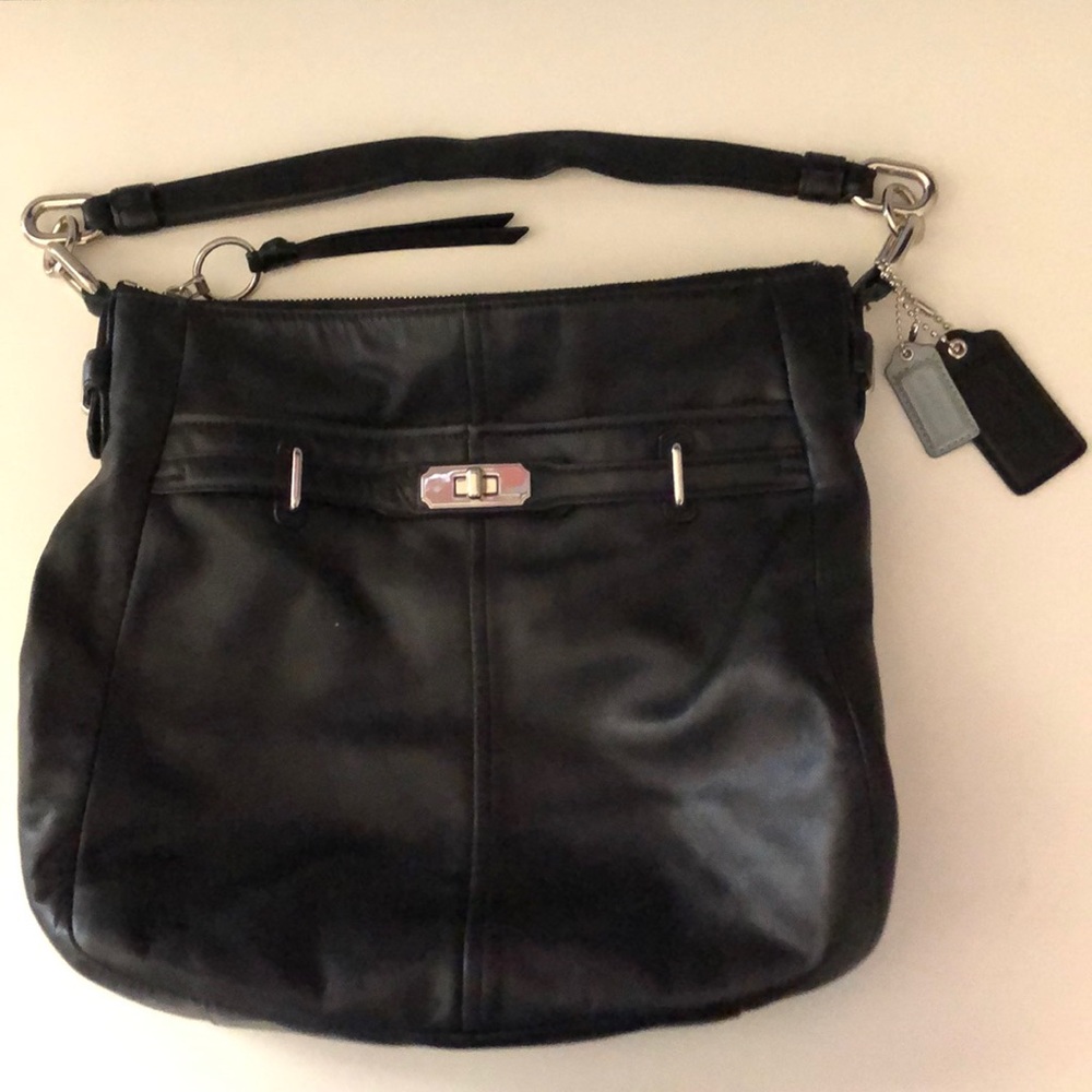Coach Black Leather Hobo Bag